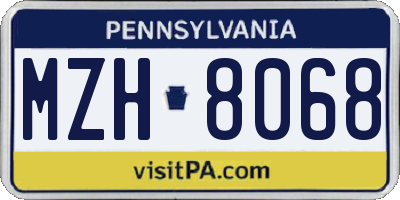 PA license plate MZH8068