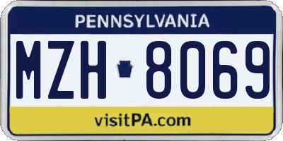 PA license plate MZH8069