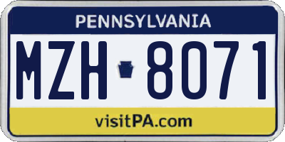 PA license plate MZH8071