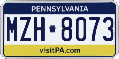 PA license plate MZH8073