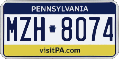 PA license plate MZH8074