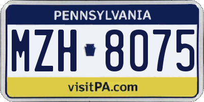 PA license plate MZH8075