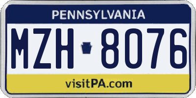 PA license plate MZH8076