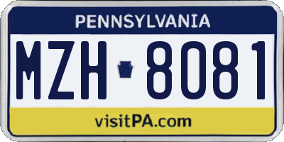 PA license plate MZH8081