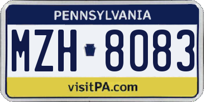 PA license plate MZH8083