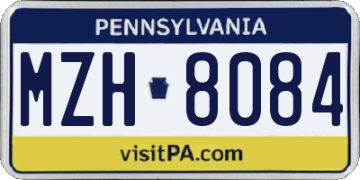 PA license plate MZH8084