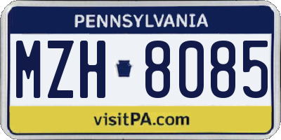 PA license plate MZH8085