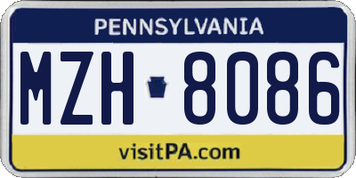 PA license plate MZH8086