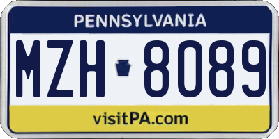 PA license plate MZH8089