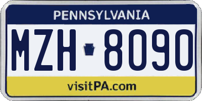 PA license plate MZH8090