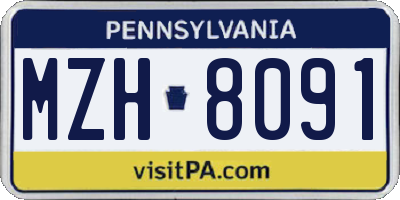 PA license plate MZH8091