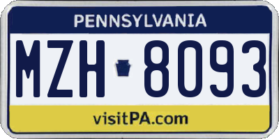 PA license plate MZH8093