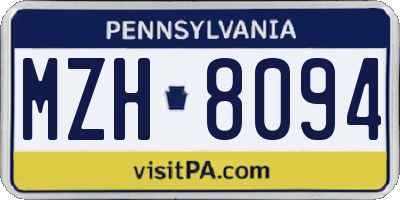 PA license plate MZH8094