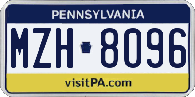 PA license plate MZH8096