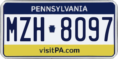 PA license plate MZH8097
