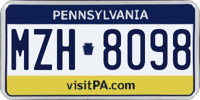 PA license plate MZH8098