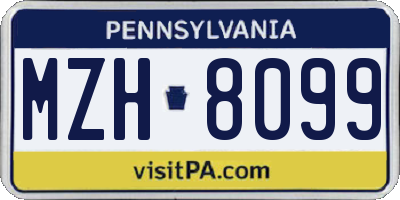 PA license plate MZH8099