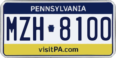 PA license plate MZH8100
