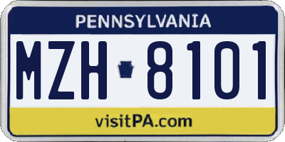 PA license plate MZH8101