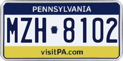 PA license plate MZH8102
