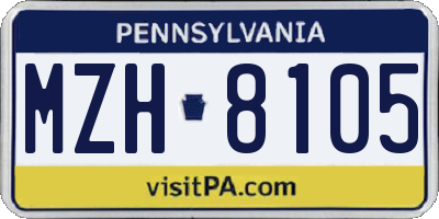 PA license plate MZH8105