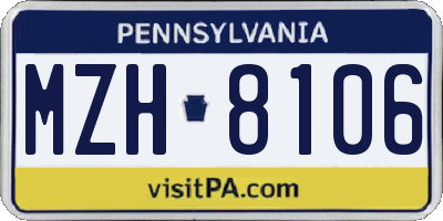 PA license plate MZH8106