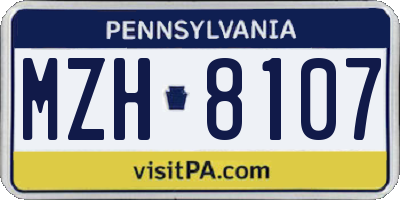 PA license plate MZH8107