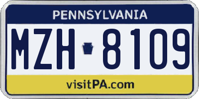 PA license plate MZH8109