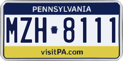 PA license plate MZH8111