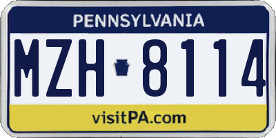 PA license plate MZH8114