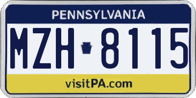 PA license plate MZH8115