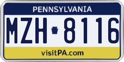 PA license plate MZH8116