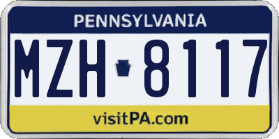 PA license plate MZH8117