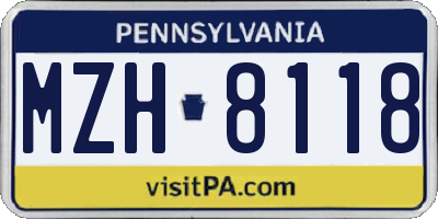 PA license plate MZH8118