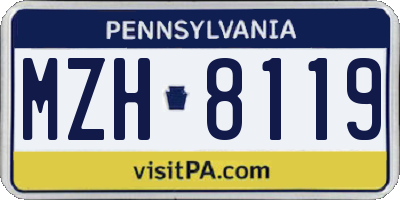 PA license plate MZH8119