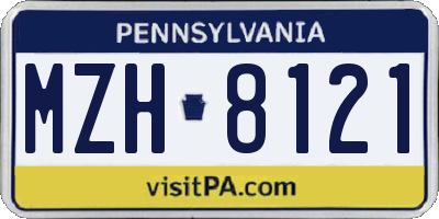 PA license plate MZH8121