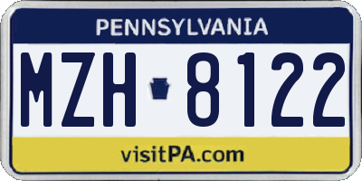 PA license plate MZH8122