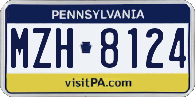 PA license plate MZH8124
