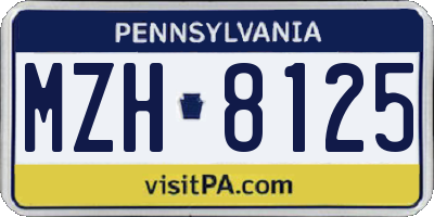 PA license plate MZH8125