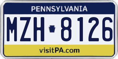 PA license plate MZH8126