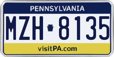 PA license plate MZH8135