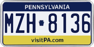 PA license plate MZH8136