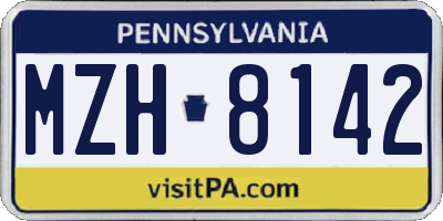 PA license plate MZH8142
