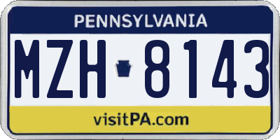 PA license plate MZH8143
