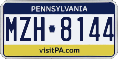 PA license plate MZH8144