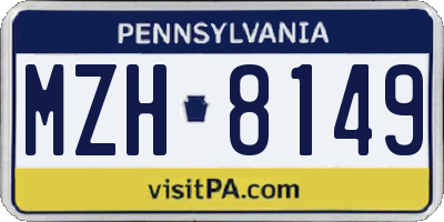 PA license plate MZH8149