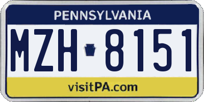 PA license plate MZH8151