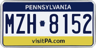 PA license plate MZH8152