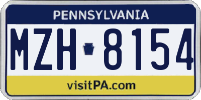 PA license plate MZH8154