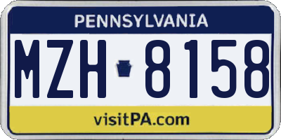 PA license plate MZH8158